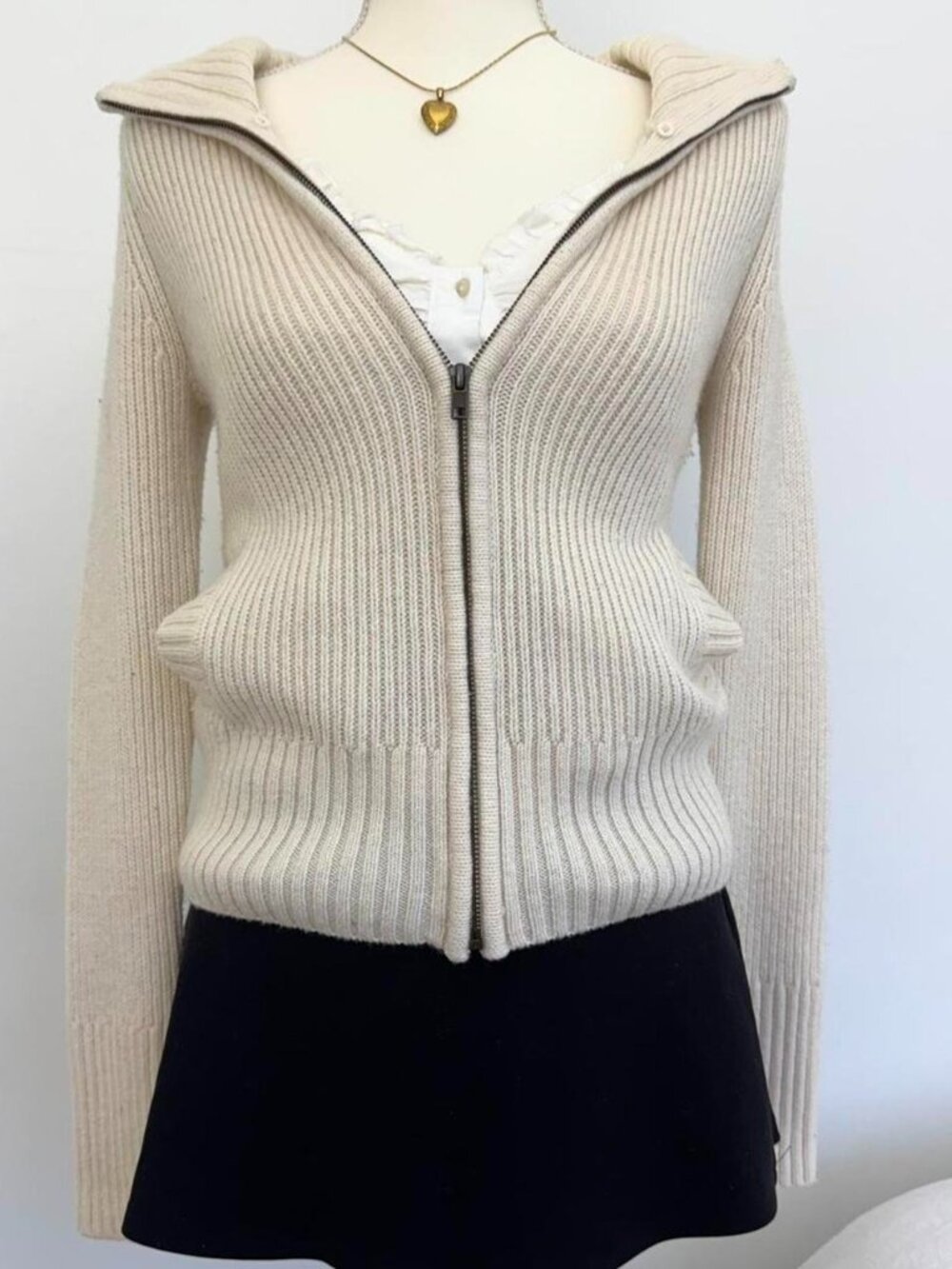 Moda International Women's Cream and White Jumper